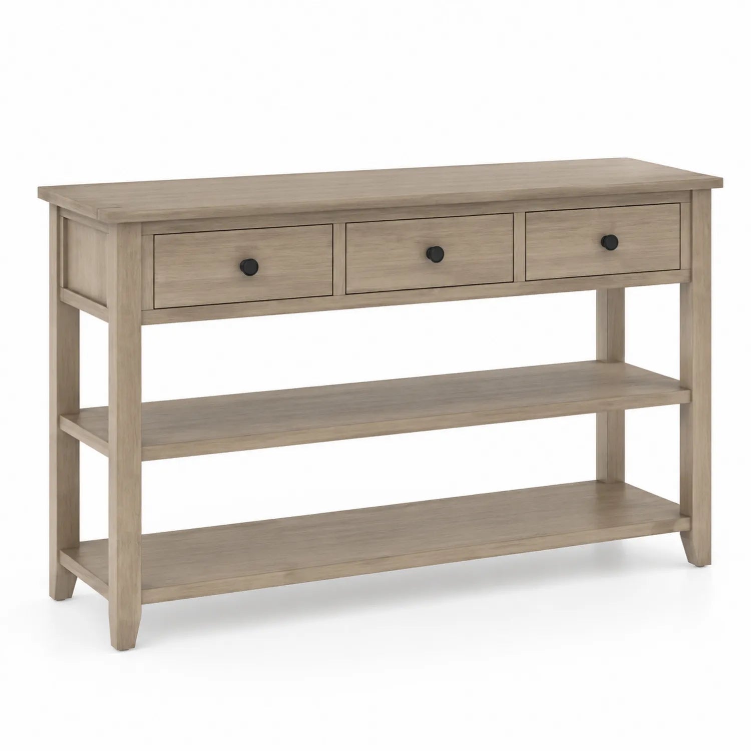 Mesa consola de madera color Roble con tres cajones