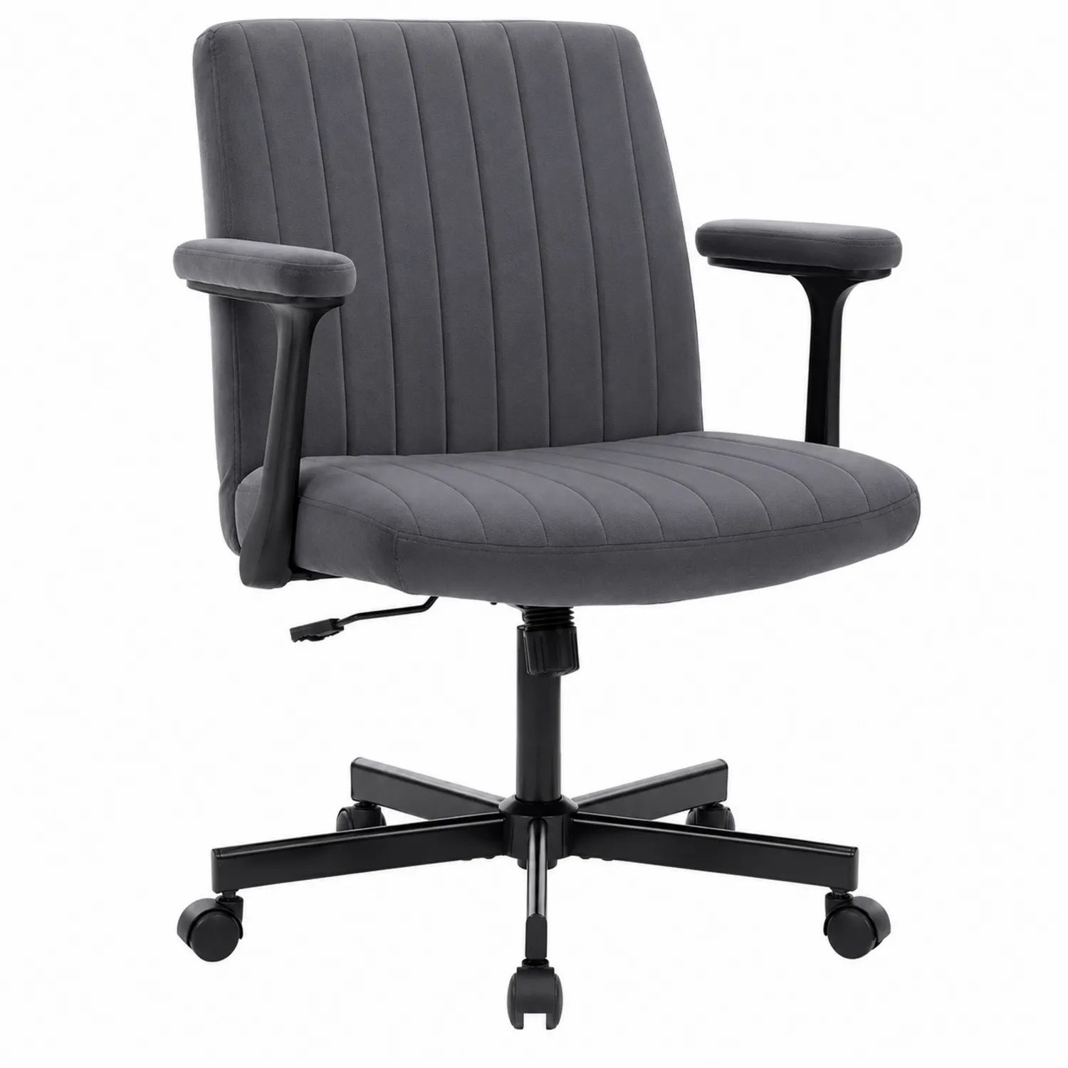 Silla de oficina ajustable en altura de tela con base metálica y apoyabrazos
