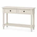 Mesa consola de madera con cajones y estante, Blanco