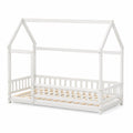 Cama Infantil de Madera Maciza Blanca Forma de Casa 200x90cm