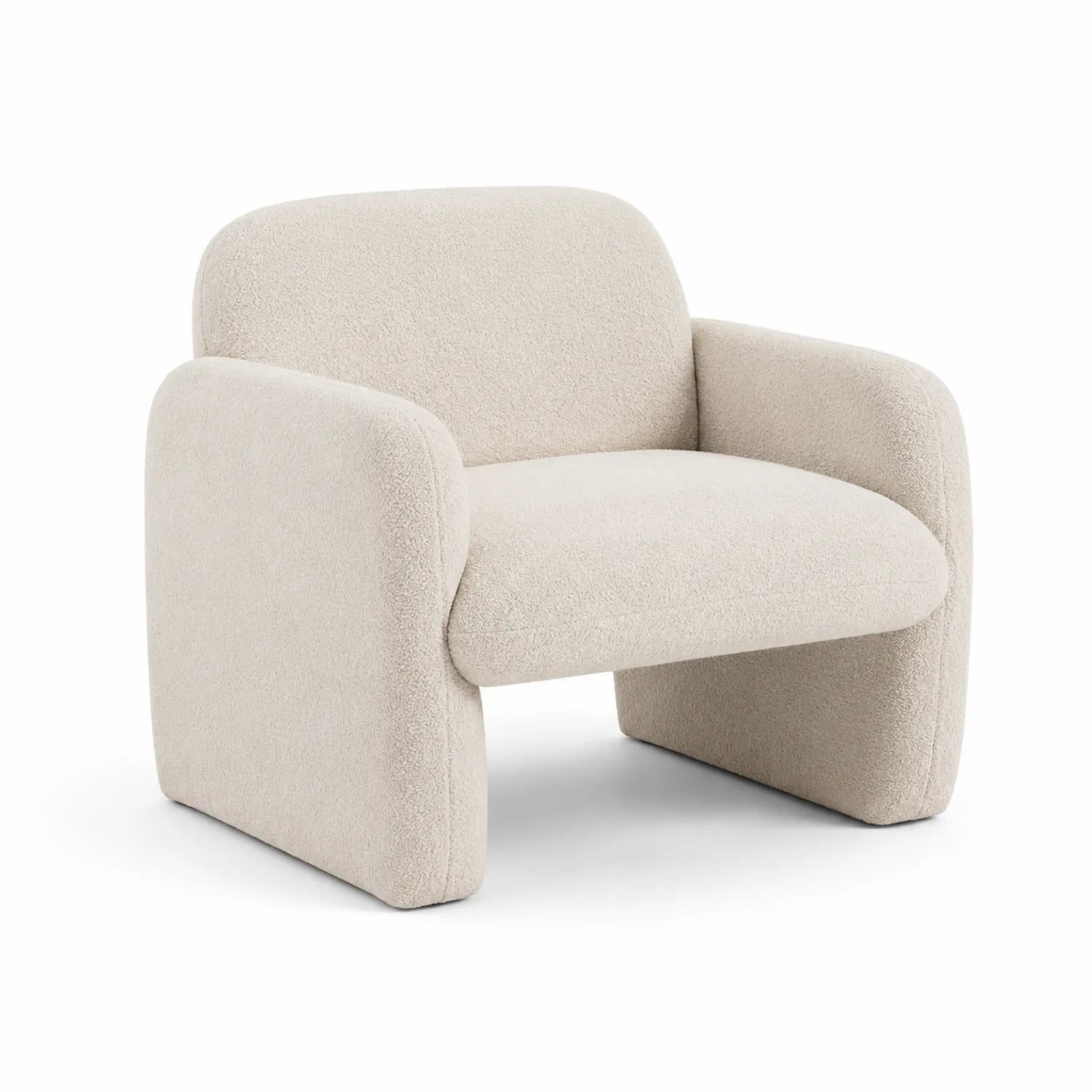 Silla de salón de lana bouclé Beige 80x75x70 cm