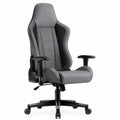 Silla de oficina ergonómica de cuero sintético y tela gris