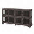 Aparador de madera con puertas de vidrio templado 6 compartimentos