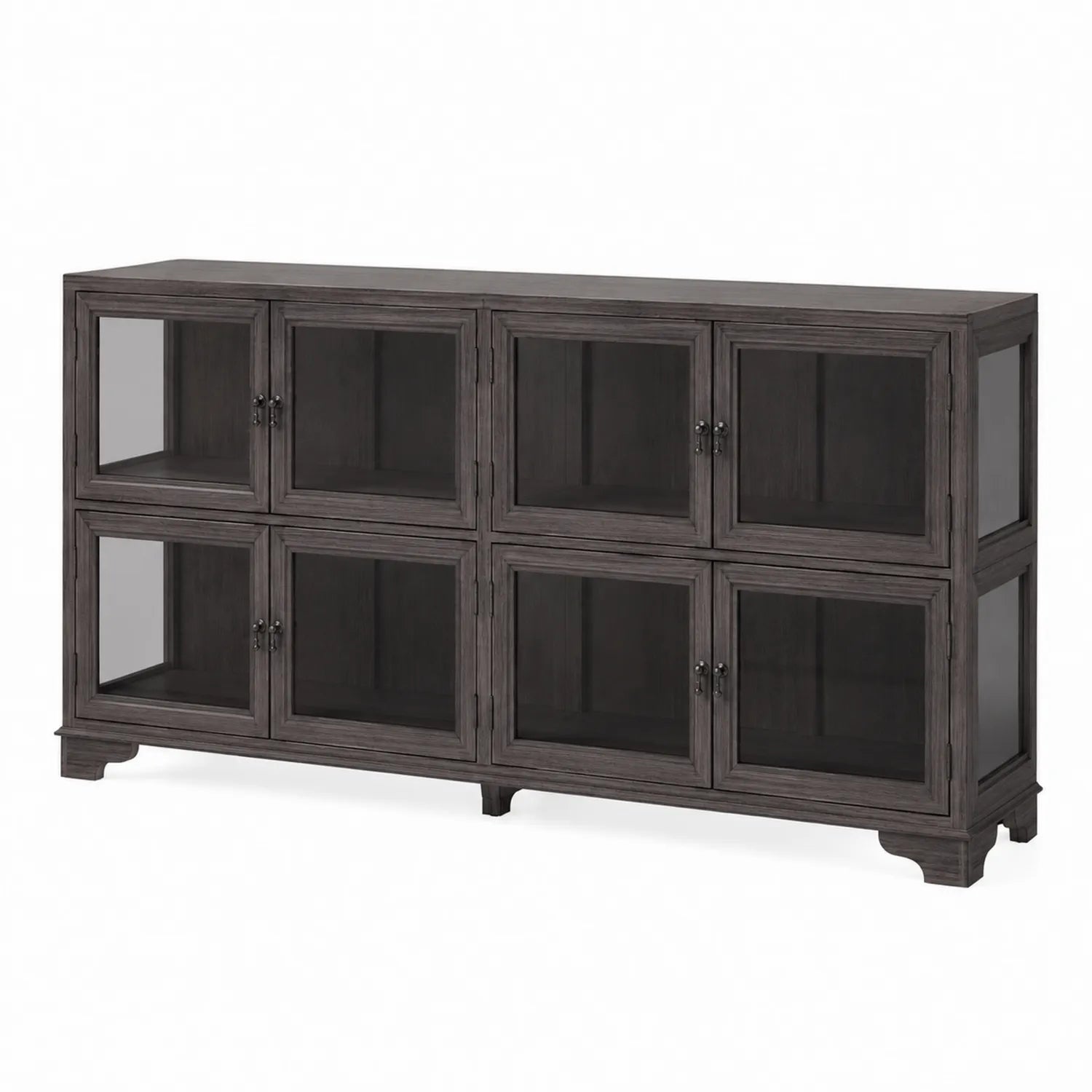 Aparador de madera con puertas de vidrio templado 6 compartimentos