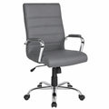 Silla de oficina gris con base cromada y altura ajustable