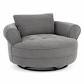 Sillón redondo de pana gris con cojín desmontable