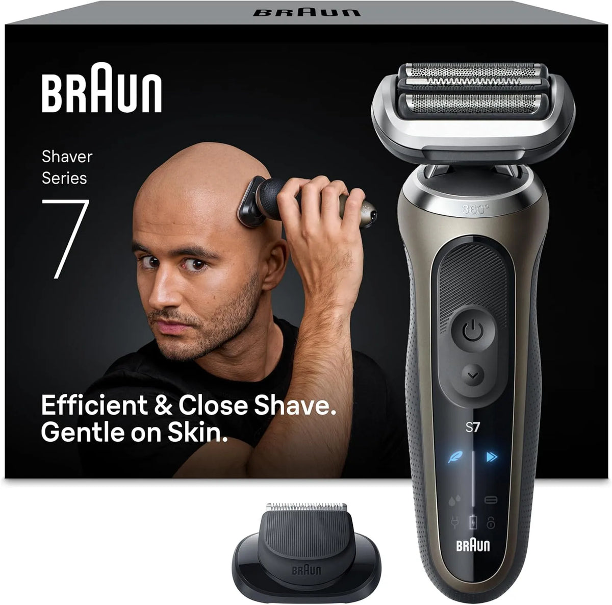 Autonomia da Braun Series 7,60 Min, Motor de precisão, sem fios molhado e seco, Impermeável, Feito na Alemanha, Gold Model 72-C1200s
