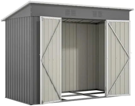 vutizal Cabine compacta de jardim em metal cinzento 229x111x182 cm, resistente ao tempo com bloqueio
