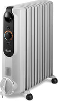 Radiateur bain d'huile Drexon 814250 Radiador elétrico com óleo de'Longhi RadiaS, 12 asas, economia de energia, 2500 W, termostato de segurança, modo de anticongelante, para divisões até 75 m³, cinzento