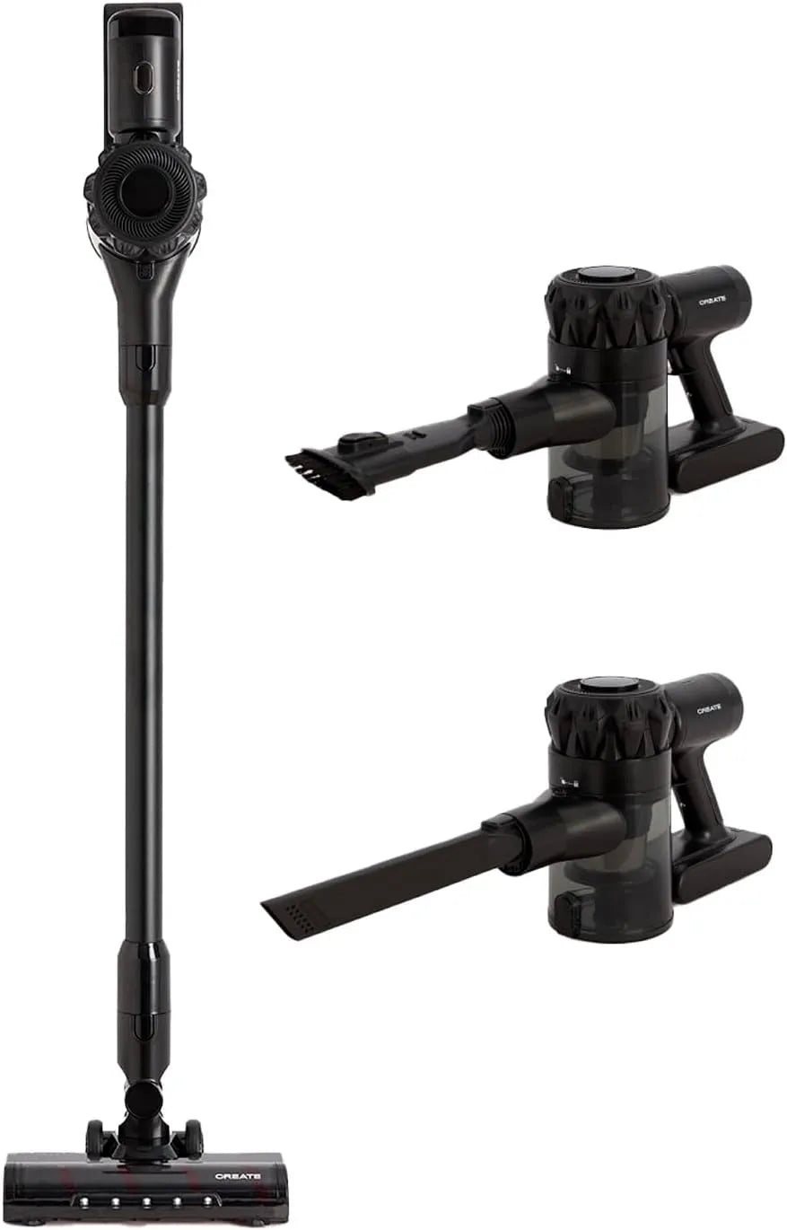CREATE Vacuum sem fios de vassoura 25.9 V, Cyclone Force, 23000 Pa, Autonomia 55 Min, Anti-enrelamento