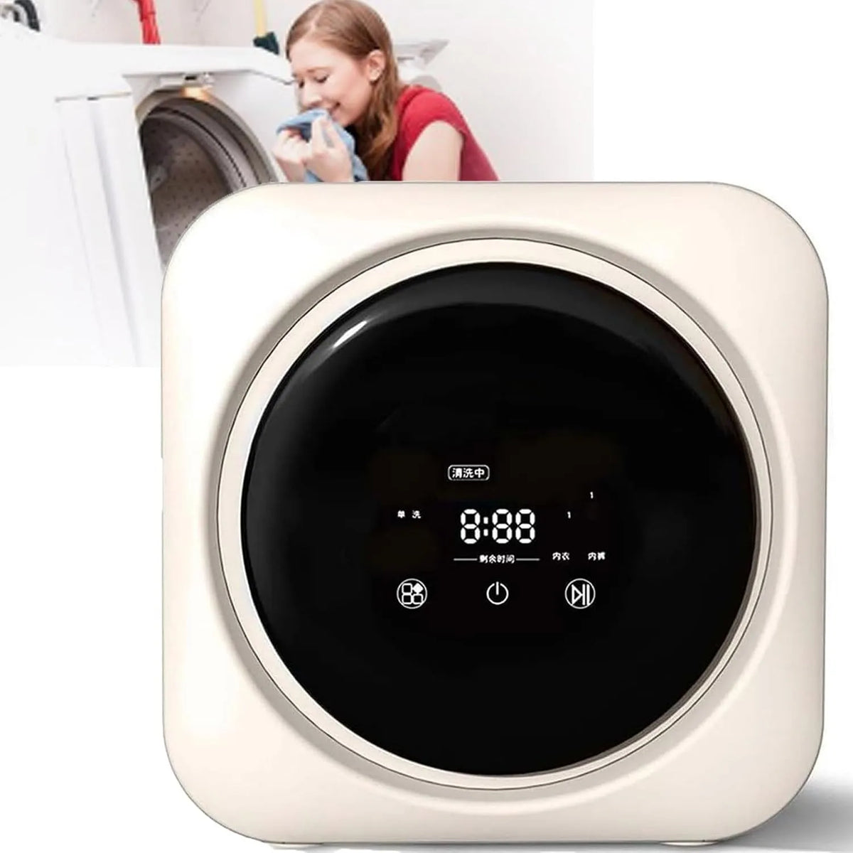 ZHIXUMM Mini Máquina de Lavagem com Ecrã Tátil, Capacidade 3 kg, 4 Programas de Lavagem