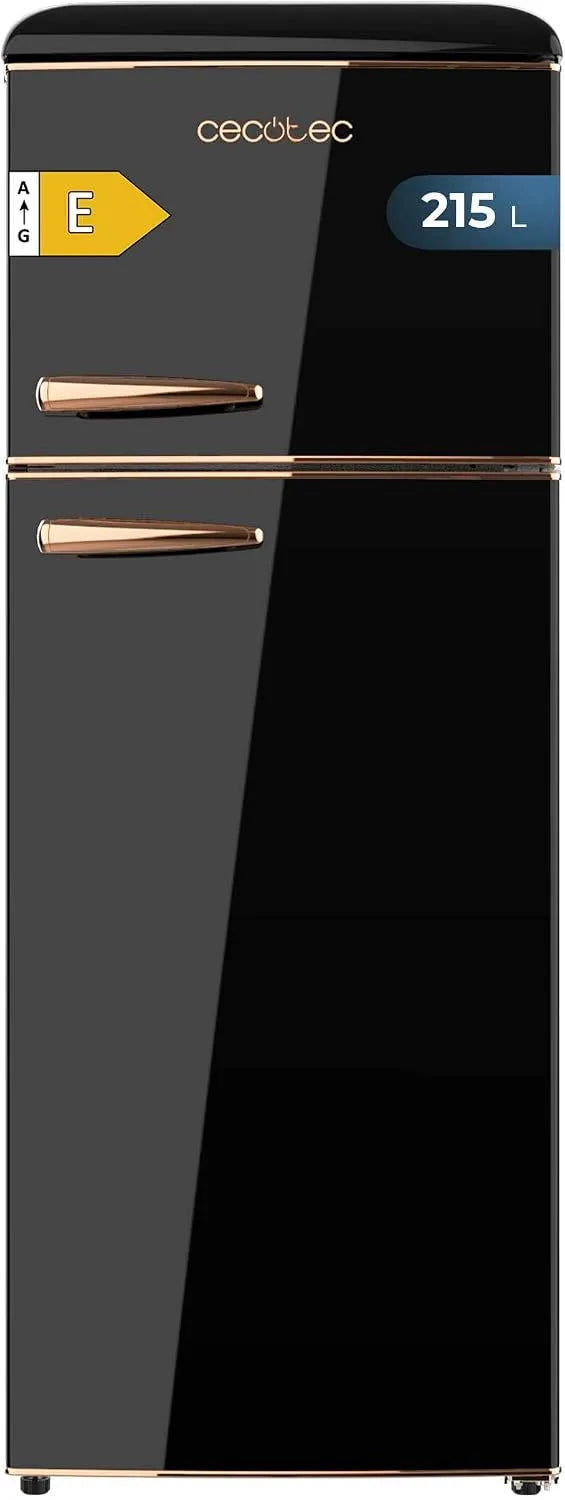 Retro 215 L Cecotec Bolero CoolMarket 2D Preto, Design Energy Saver, Iluminação LED, Cabos de Chromium