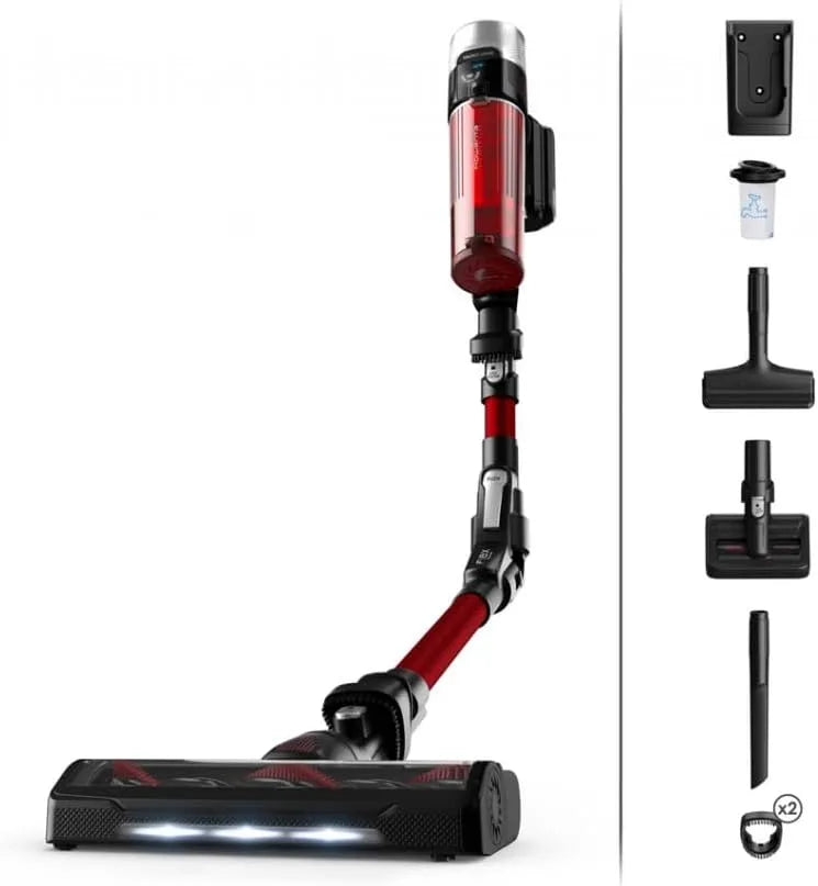 Rowenta X-Force Flex 9.60 Wireless Broom Vacuum Animal Care, desempenho poderoso, vermelho e preto