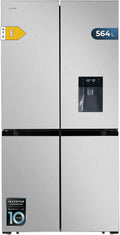 Cecotec American Fridge 4 portas 564 L inoxidável - Bolero Coolmarket 4D 564 aço inoxidável, distribuidor de água, economia de energia, inversor de motor Plus, NoFrost total