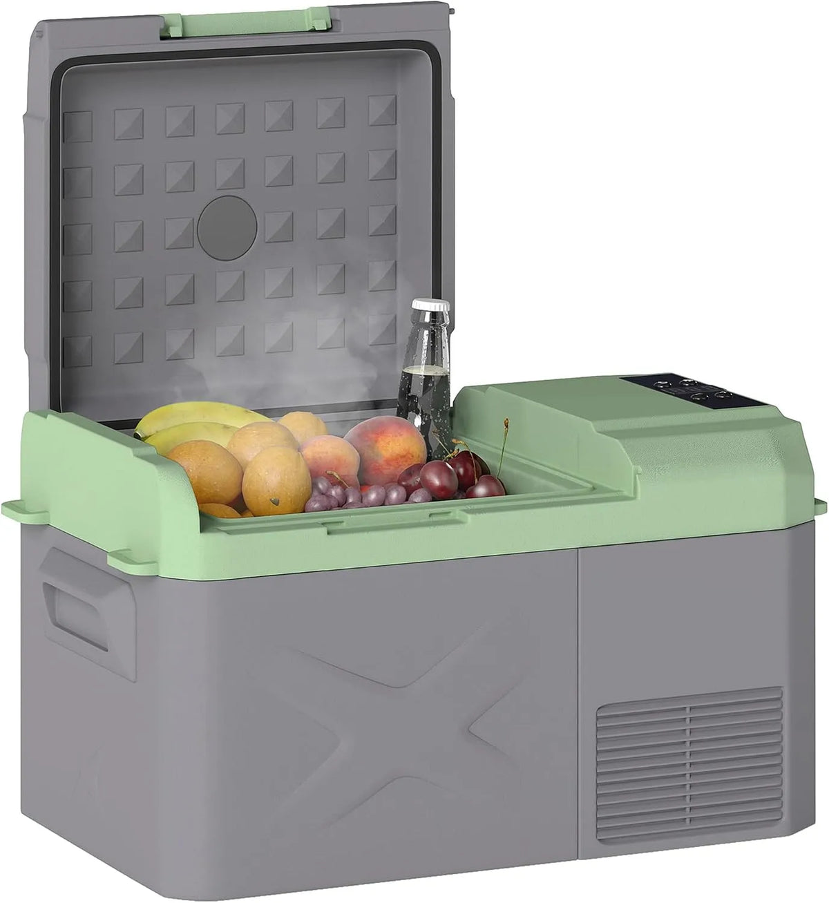 Outsunny Portátil fabricante de gelo elétrico 17.4 L com compressor, frigorífico de carro 12 V/220 V, LED e ecrã digital, modos de refrigeração -20 °C a +20 °C