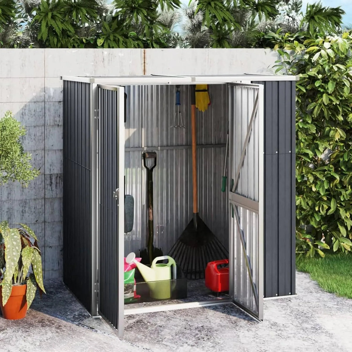 Cabine de armazenamento para galvanizado Jardim de aço 161 x 89 x 161 cm - Gecheer