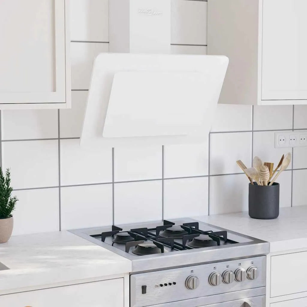 Générique Capa de parede 60 cm Aço inoxidável e vidro Trempé Branco - Eletrodomésticos Cozinha