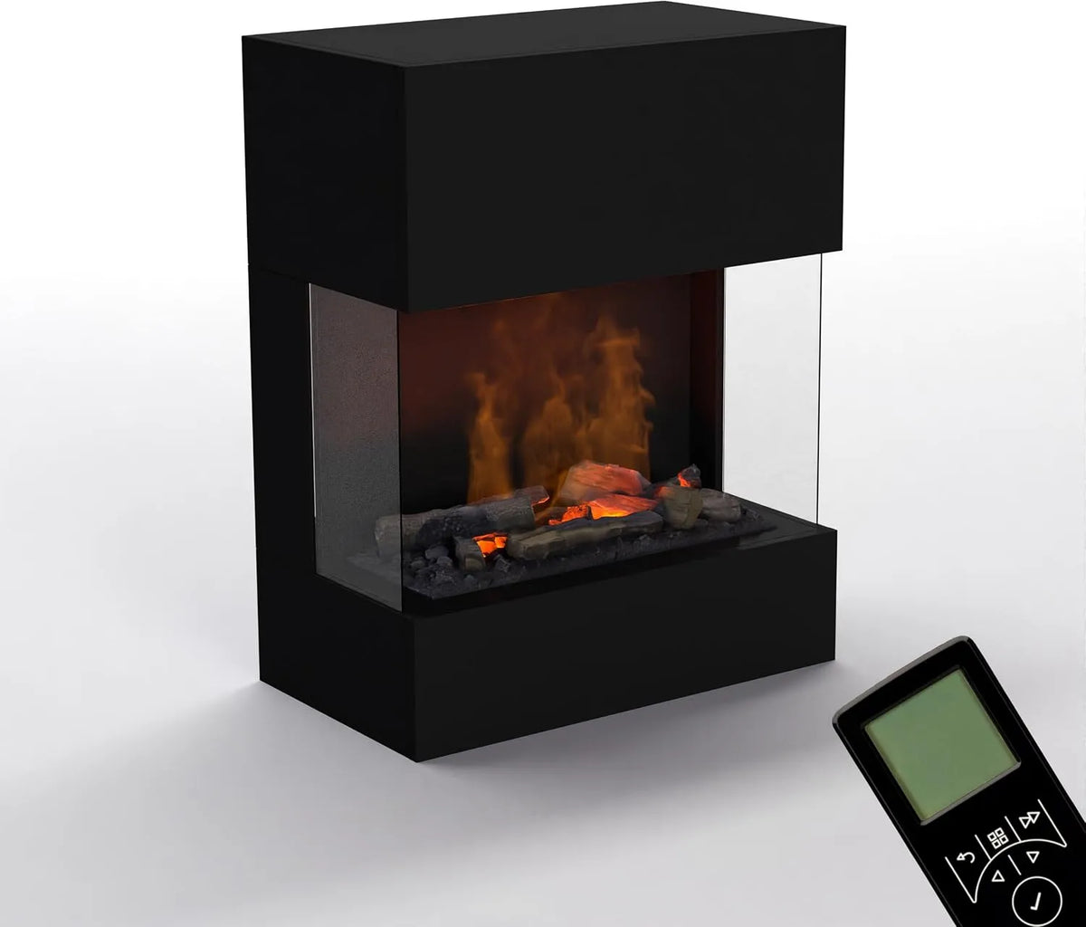 GLOW FIRE Lareira elétrica 3D Opti-Myst LED com comando à distância e efeito crepitante - 70x89x40 cm, Preto
