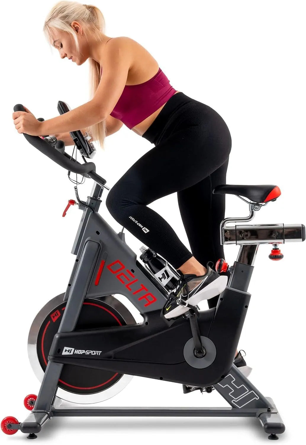 HS HOP-SPORT Apartamento moto HS-065IC Delta, volante 20 kg, silencioso com ecrã LCD, ajustável para Fitness e Cardio