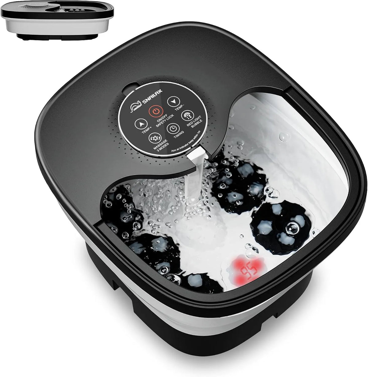 Snailax elétrico Feet Spa Pliable Shiatsu com aquecimento, massagem multifunções, Bulls e luz terapêutica
