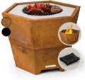 blumfeldt Brasero BBQ Hexagonal Steel Exterior, Para-brisas com capa de chuva, Ideal para Jardim e campismo
