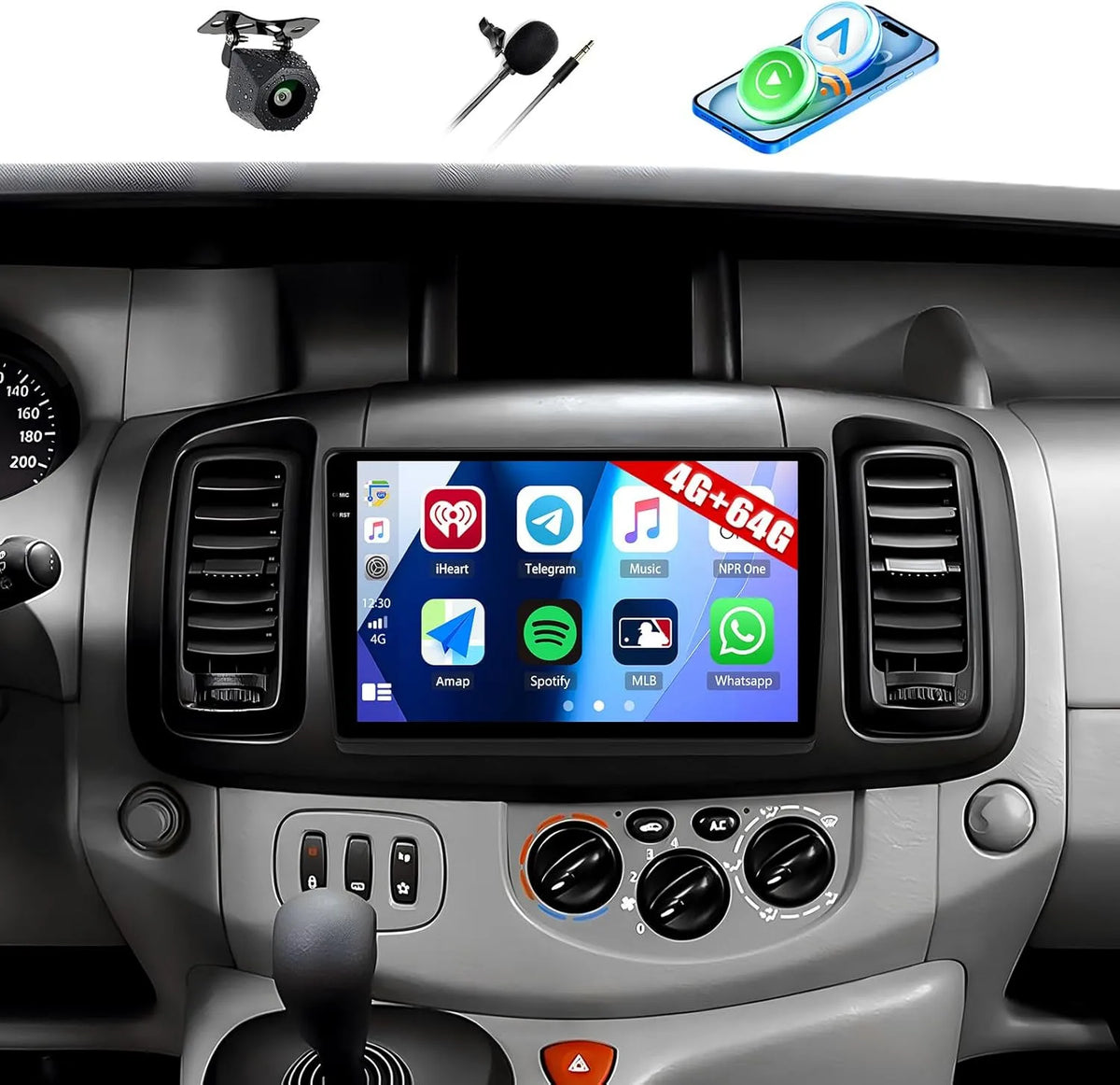 GOHHDL Android 15 rádio para Renault Trafic/Opel Vivaro/Nissan Primastar com ecrã de 10'' e Carplay