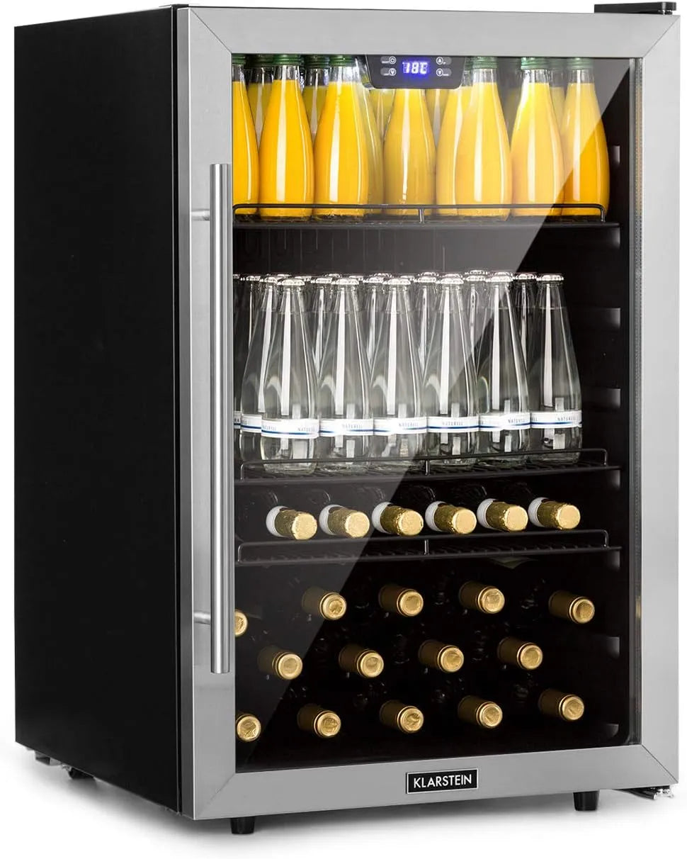 KLARSTEIN Compact 147 L frigorífico para quarto e escritório, Silencioso com prateleiras ajustável, Mini Bar para Bebidas, Vinho e Cervejas