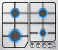 IsEasy Placa de cozinha de gás fácil 4 zonas de aço inoxidável, encastrado com suportes de fonte, gás e garrafa da cidade compatível, 7200 W