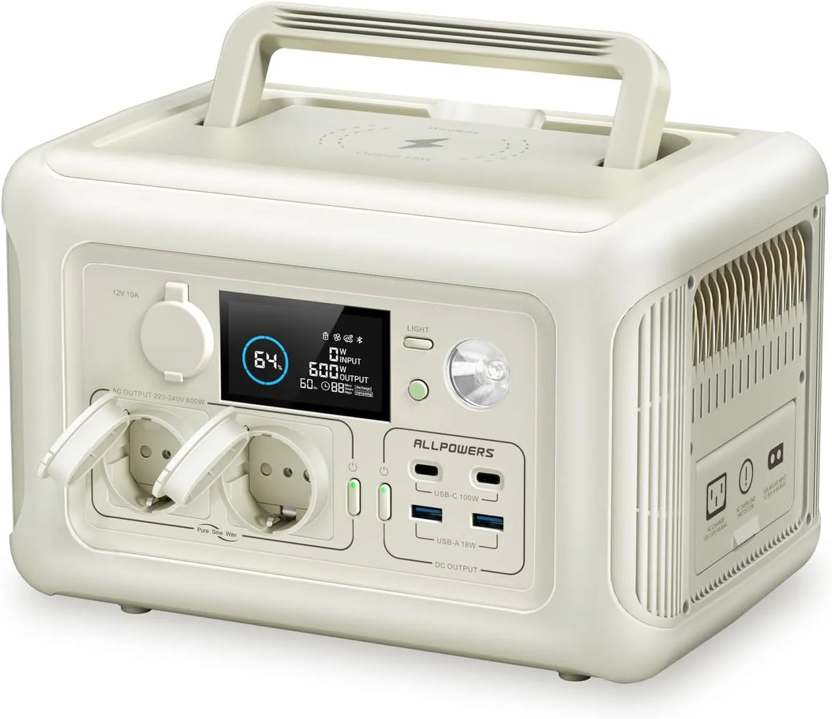 ALLPOWERS R600 Portable elétrico Power Station 299 Wh, LiFePo4 bateria durável 3500 ciclos +, Ultra-Rapide e carga sem fios, ideal para campismo e viagem