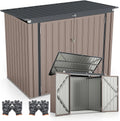 RELAX4LIFE Abrigo de jardim metálico com portas duplas e telhado lavável, Galvanizado aço ao ar livre desconto para ferramentas e bicicletas, 172x100x129 cm, Brown