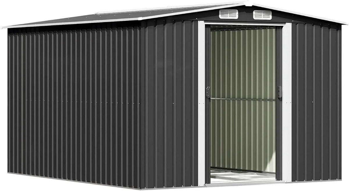 TRIUMPHKEY Cabine de jardim de metal com telhado de cabo - 13.2 m³ - Dimensões 247 x 301 x 178 cm - Resistência ao tempo, cor antracita