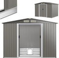 RELAX4LIFE Abrigo de jardim em aço galvanizado com porta deslizante e telhado cinzento escuro, 260x206,5x108 cm