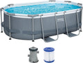 Bestway Power Steel Frame Pool com bomba de filtro, Oval, 305 x 200 x 84 cm, cinzento