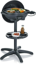 Severin 2000 W Churrasco elétrico com grelha de fontes, em pés, tampa e termômetro, grande superfície de cozinha suave e chuvisca, PG 8541, Preto