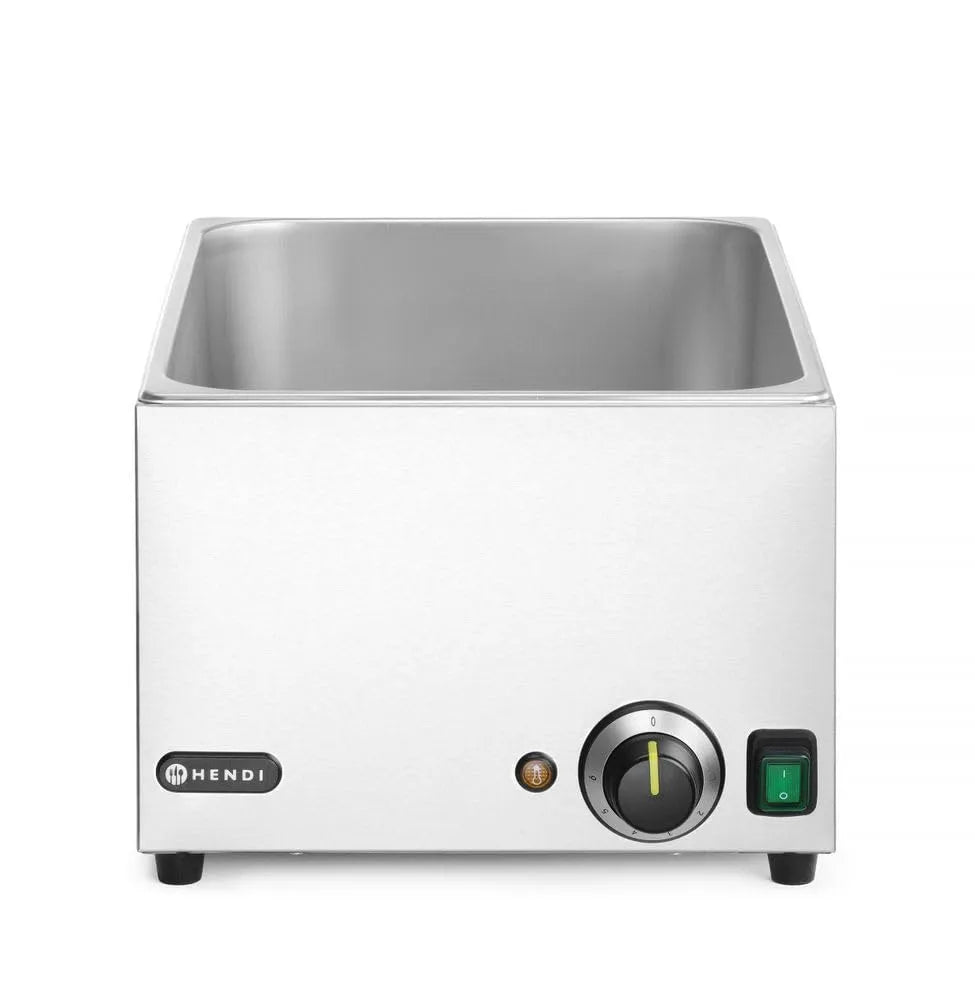 HENDI elétrico Bath-Marie Professional, Temperatura ajustável 30-85 °C, Capacidade 19 L, Aço inoxidável, 1000 W