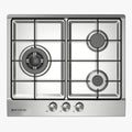 EAS Electric EAS elétrico EAS elétrico Placa de cozedura a gás 3 zonas 60 cm de aço inoxidável com ignição automática - Butano compatível e gás natural