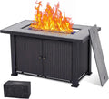 MERXENG Mesa de fogo 50 000 BTU com propano com cobertura impermeável, aço robusto certificado CSA para jardim