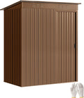 Outsunny Cabine de jardim feita de metal 1,37 m², Fácil de montar, Armazenamento com Ventilação e Porta Deslizante, Telhado forrado, 159 x 106 x 181 cm, Castanho