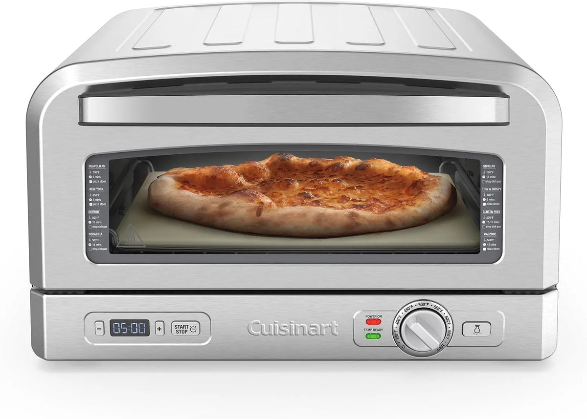 CUISINART Forno de pizza elétrica Kitchenart, cozinha rápida em 5 min, sabor autêntico, com acessórios: pá, faca, pedra cerâmica, ajuste até 400 °C