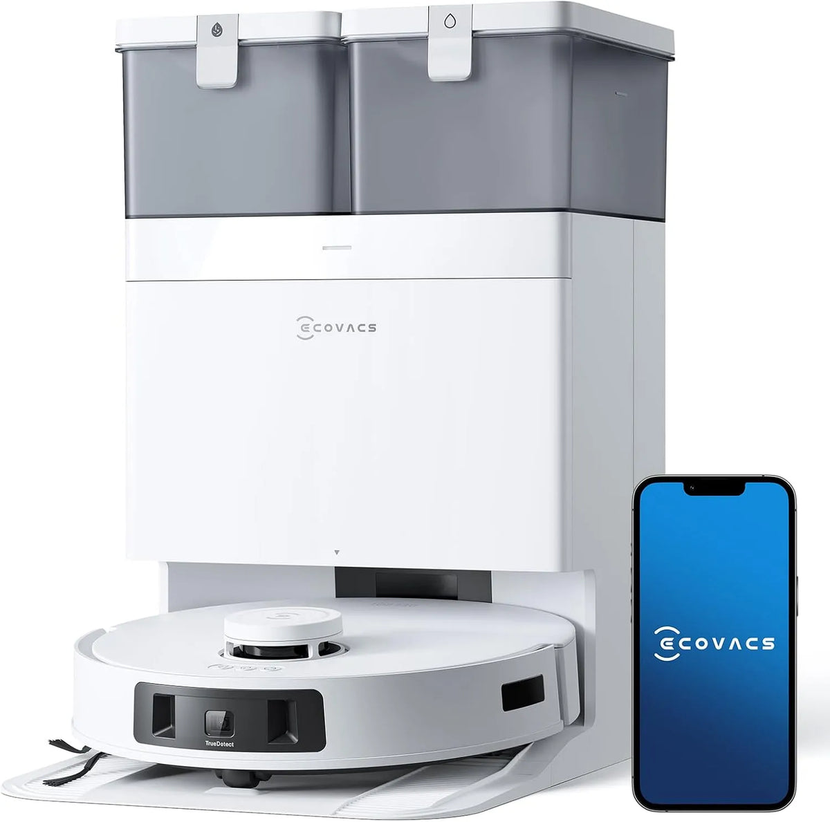 Robô aspirador de pó ECOVACS T30C Pro com Estação, 12800Pa, Escova Anti-Tângulo, Limpeza precisa, Aspiração automática, Secagem a 45 °C, Autonomia de 200min