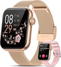 RUXINGX Relógio feminino inteligente com chamada, 3 pulseiras, rastreamento de saúde completa, vários modos de esporte, resistência à água IP68, iOS Android Compatível, Ouro rosa