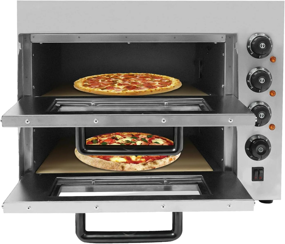 Tagtuell Mini Forno de Pizza elétrico 3000 W, Camada dupla, Temperatura ajustável 50-350 °C, Ideal para Restauração