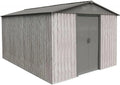X-METAL Abrigo de jardim Galvanizado aço bege 9,12 m² com kit de ancoragem e porta deslizante dupla, ventilação natural, resistente à neve 100 kg/m2,15 anos de garantia