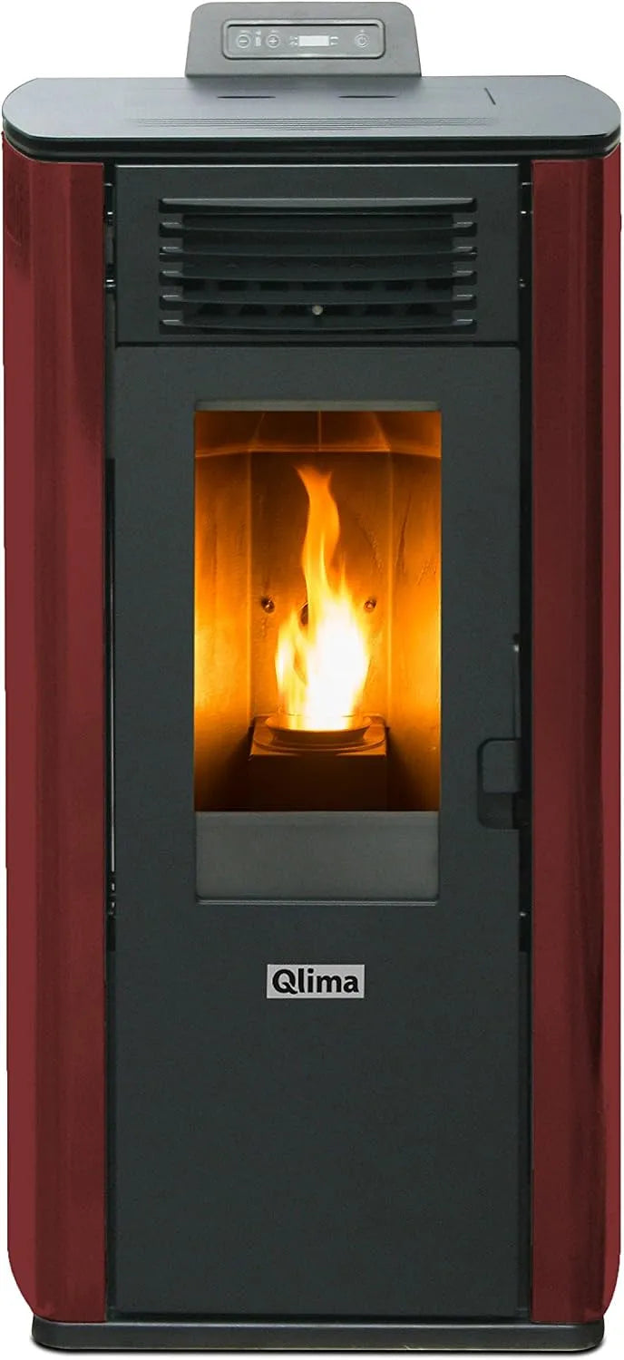 Qlima Fiorina 74 S-Line 7.45 KW fogão granular para 200 m³, vermelho