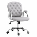 Silla de oficina giratoria de piel sintética gris con ajuste de altura