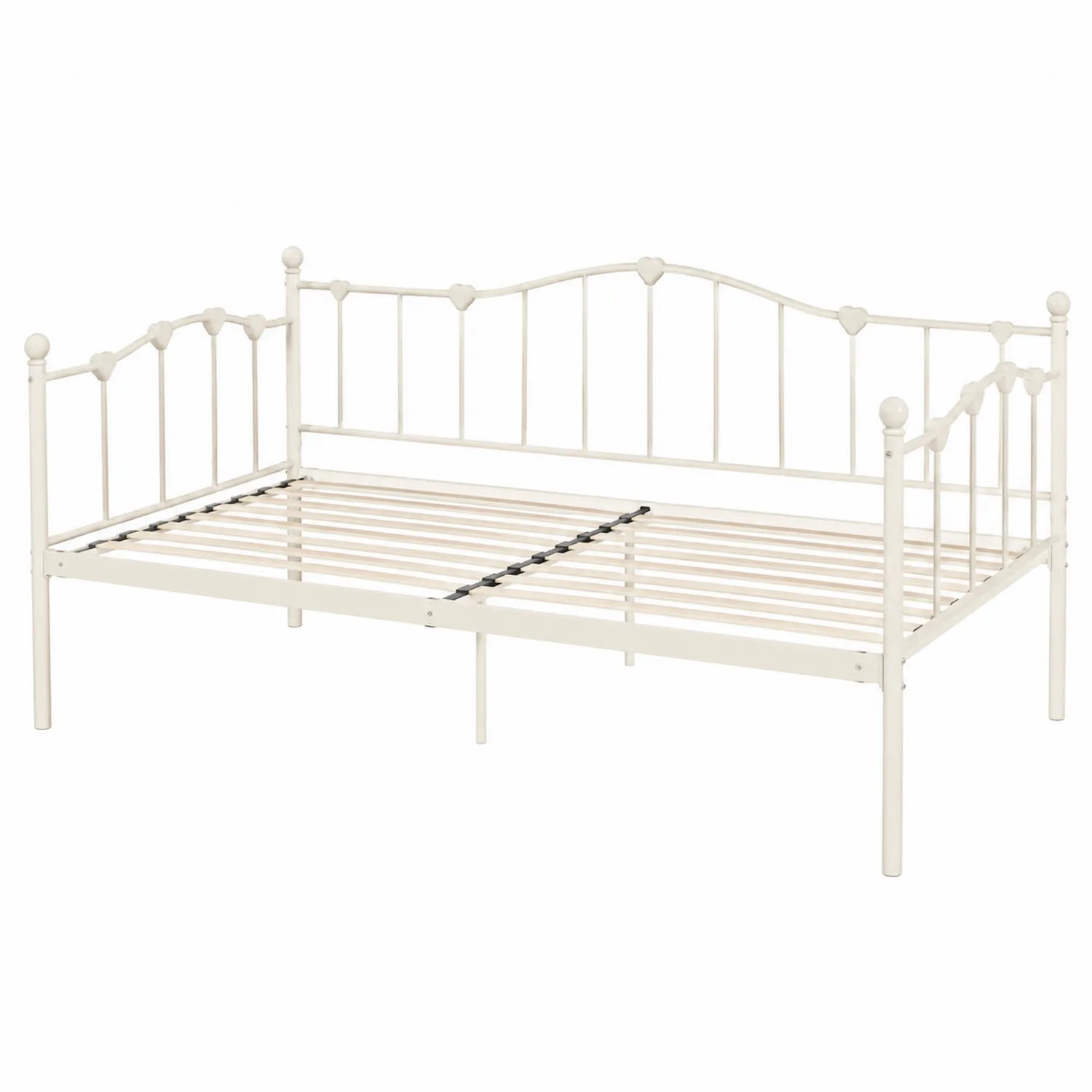 Cama de Día Individual de Metal Blanco 200x90 cm