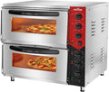 Profissional de forno de pizza elétrica crosson Duplo com pedra 50x50 CM, Temperatura até 350 °C, Temporizador 30 Min, 6000 W para restaurantes