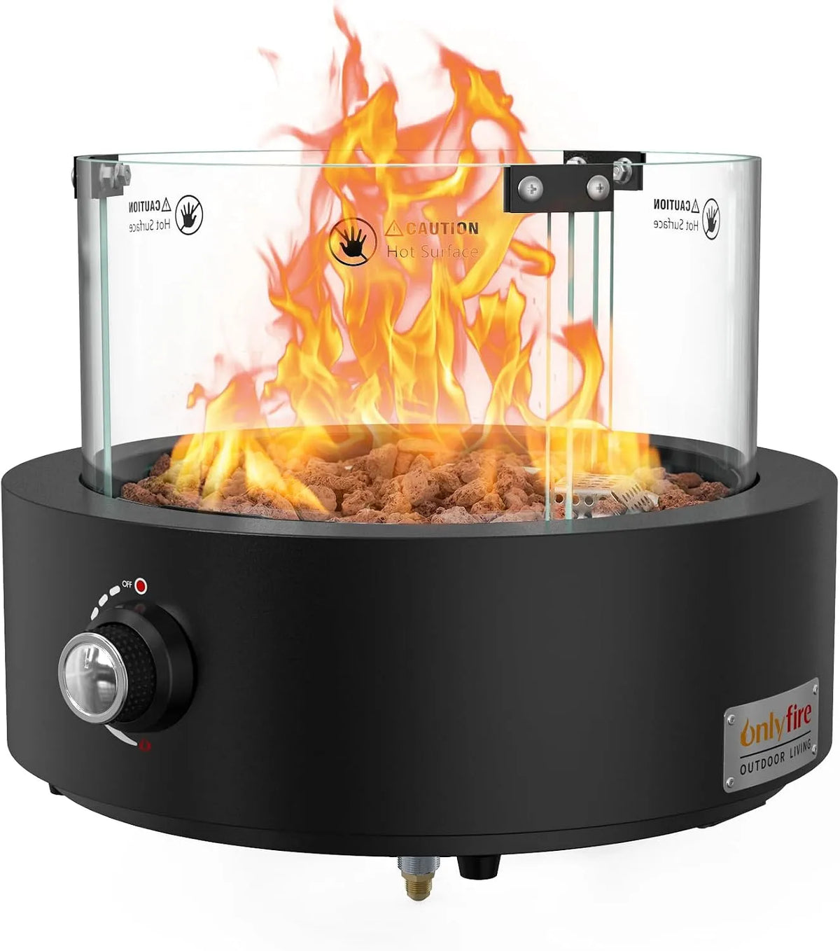 onlyfire Mesa de Foyer de Gás Único com Proteção de Vidro, Aquecimento ao ar livre para Terraço e Jardim