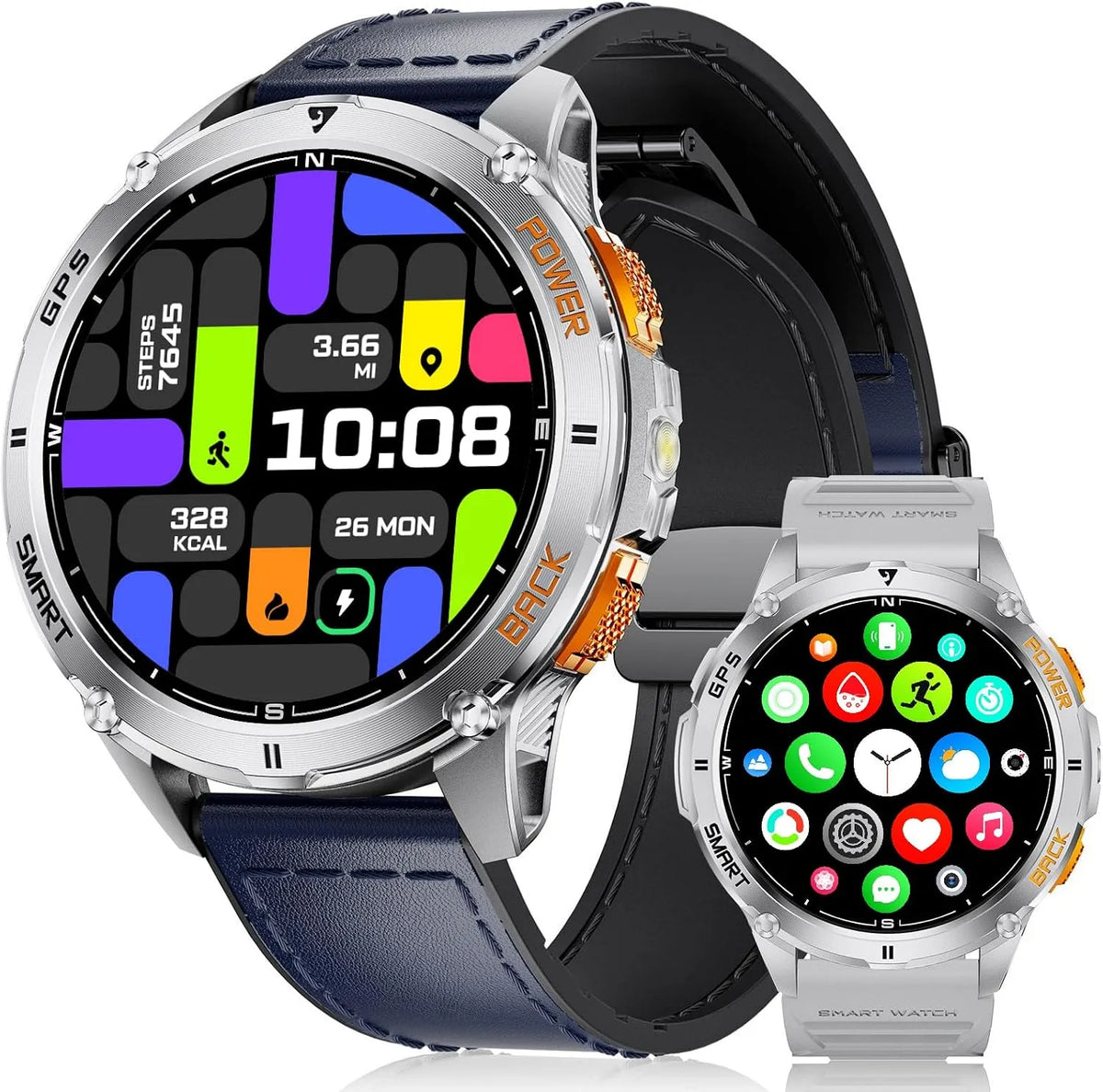 LIGE Relógio de homens conectados com GPS e ecrã AMOLED 1.43 polegadas, Android iOS compatível, resistência à água 5ATM, mais de 300 mostradores, função de bússola e Altímetro, mais de 170 desporto, cor azul marinho