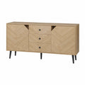 Aparador de Madera MDF con Puertas y Cajones en Roble 150x40x75 cm